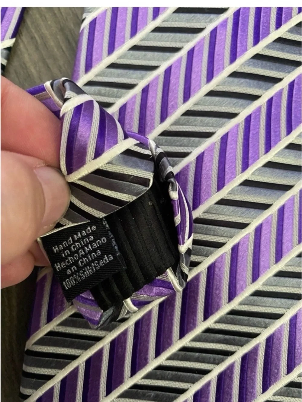 KENNETH ROBERTS Platinum Purple Printed Silk Blend Men’s Tie